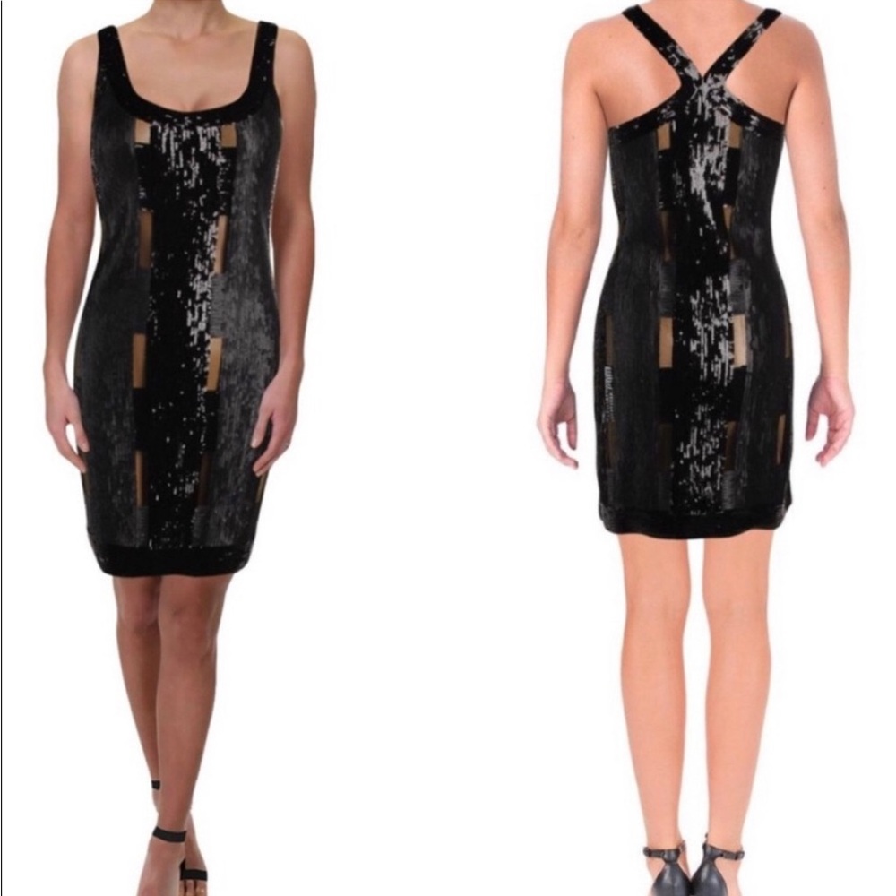 Yoana Baraschi Mad Lattice sequin mesh panel dress Black size 4